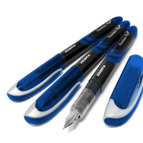 Zebra Disposable Fountain Pens Medium Tip (Blue, 12 Pack) – Smooth Non-Scratch Nib for School, Office & Everyday Writing