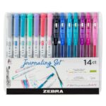 Zebra Mildliner Journaling Set (14 Pack) – 7 Double Ended Highlighters & 7 Sarasa Clip Gel Pens, Assorted Colours & Creative Work