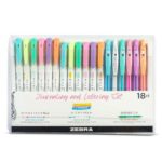Zebra Mildliner Journaling & Lettering Set (18 Pack, Assorted Pastel Colours) – Dual Tip Highlighters, Brush Pens & Sarasa Gel Pens