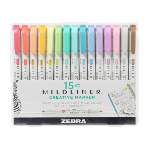 Zebra Mildliner Creative Markers (15 Pack) – Double Ended Chisel & Bullet Tips, Mild Colours for Highlighting & Journaling 7 Zebra Mildliner Creative Markers (15 Pack) – Double Ended Chisel & Bullet Tips, Mild Colours for Highlighting & Journaling