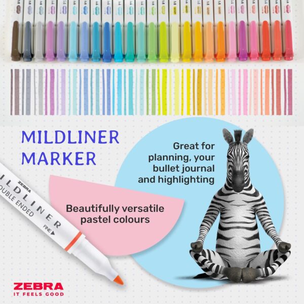 Zebra Mildliner Creative Markers (15 Pack) – Double Ended Chisel & Bullet Tips, Mild Colours for Highlighting & Journaling 2 Zebra Mildliner Creative Markers (15 Pack) – Double Ended Chisel & Bullet Tips, Mild Colours for Highlighting & Journaling