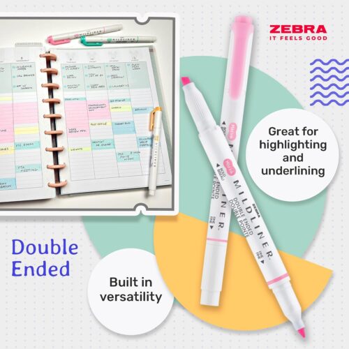 Zebra Mildliner Creative Markers (15 Pack) – Double Ended Chisel & Bullet Tips, Mild Colours for Highlighting & Journaling 10 Zebra Mildliner Creative Markers (15 Pack) – Double Ended Chisel & Bullet Tips, Mild Colours for Highlighting & Journaling