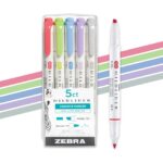Zebra Mildliner Brush Pens Cool & Refined (5 Pack) – Double Ended Brush & Fine Tips for Lettering, Journaling & Planning