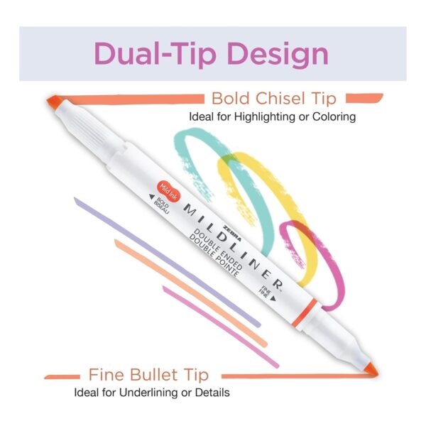 Zebra Mildliner Brush Pens Cool & Refined (5 Pack) – Double Ended Brush & Fine Tips for Lettering, Journaling & Planning 8 Zebra Mildliner Brush Pens Cool & Refined (5 Pack) – Double Ended Brush & Fine Tips for Lettering, Journaling & Planning