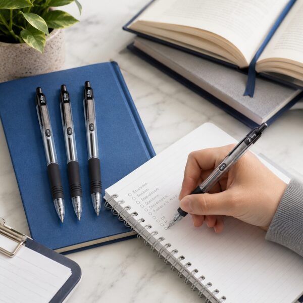 Zebra Z-Grip Retractable Ballpoint Pens 1.0mm (Black, 8 Pack) – Smooth Writing, Comfort Grip & Metal Clip for Office & School