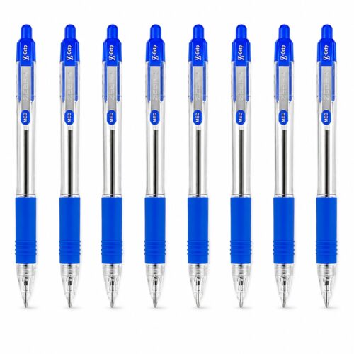 Zebra Z-Grip Retractable Ballpoint Pens 1.0mm (Blue, 8 Pack) – Smooth Writing, Comfort Grip & Metal Clip for Office & School
