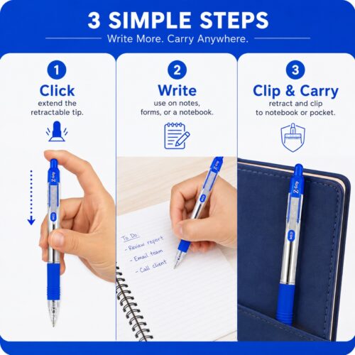 Zebra Z-Grip Retractable Ballpoint Pens 1.0mm (Blue, 8 Pack) – Smooth Writing, Comfort Grip & Metal Clip for Office & School 14 Zebra Z-Grip Retractable Ballpoint Pens 1.0mm (Blue, 8 Pack) – Smooth Writing, Comfort Grip & Metal Clip for Office & School