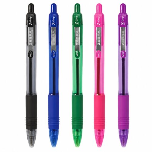 Zebra Z-Grip Smooth Ballpoint Pens 1.0mm (5 Colour Set) – Black, Blue, Violet, Pink & Green, Retractable Smooth Writing 10 Zebra Z-Grip Smooth Ballpoint Pens 1.0mm (5 Colour Set) – Black, Blue, Violet, Pink & Green, Retractable Smooth Writing