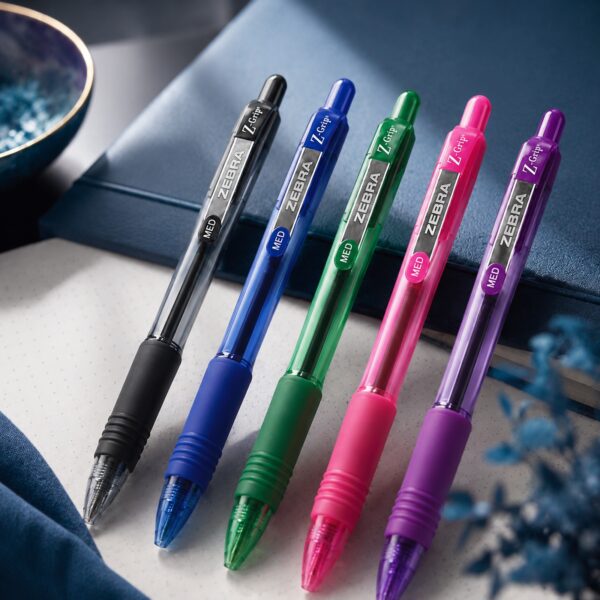 Zebra Z-Grip Smooth Ballpoint Pens 1.0mm (5 Colour Set) – Black, Blue, Violet, Pink & Green, Retractable Smooth Writing 8 Zebra Z-Grip Smooth Ballpoint Pens 1.0mm (5 Colour Set) – Black, Blue, Violet, Pink & Green, Retractable Smooth Writing