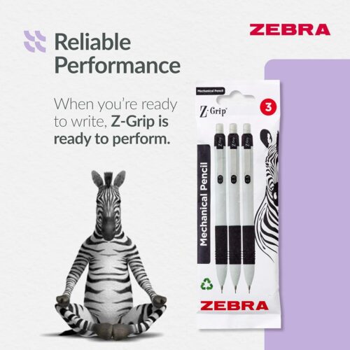 Zebra Z-Grip Mechanical Pencils 0.5mm (3 Pack) – Retractable, Built-In Eraser, Refillable, Comfort Grip for Precise Writing 10 Zebra Z-Grip Mechanical Pencils 0.5mm (3 Pack) – Retractable, Built-In Eraser, Refillable, Comfort Grip for Precise Writing