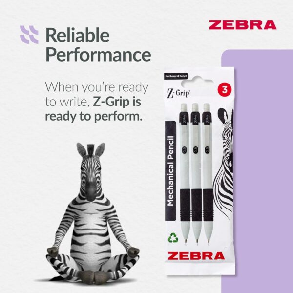 Zebra Z-Grip Mechanical Pencils 0.5mm (3 Pack) – Retractable, Built-In Eraser, Refillable, Comfort Grip for Precise Writing 3 Zebra Z-Grip Mechanical Pencils 0.5mm (3 Pack) – Retractable, Built-In Eraser, Refillable, Comfort Grip for Precise Writing