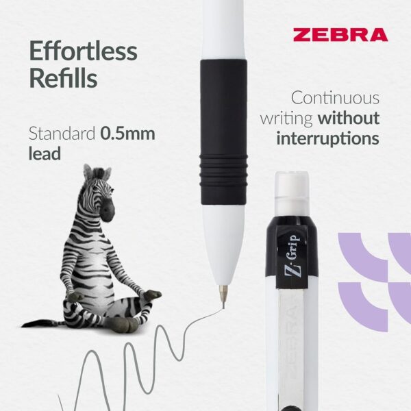 Zebra Z-Grip Mechanical Pencils 0.5mm (3 Pack) – Retractable, Built-In Eraser, Refillable, Comfort Grip for Precise Writing 6 Zebra Z-Grip Mechanical Pencils 0.5mm (3 Pack) – Retractable, Built-In Eraser, Refillable, Comfort Grip for Precise Writing