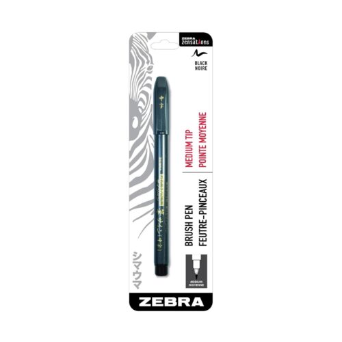 Zebra Brush Pen Medium Tip (Black) – Flexible Brush Nib for Calligraphy, Hand Lettering, Illustration, Drawing & Creative Art