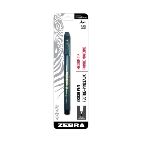 Zebra Brush Pen Medium Tip (Black) Zebra Brush Pen Medium Tip (Black) – Flexible Brush Nib for Calligraphy, Hand Lettering, Illustration, Drawing & Creative Art