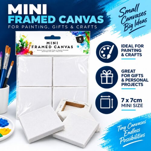 Artist Mini Framed Canvases (4 Pack, 7 x 7cm) – Stretched Canvas with Wooden Frames for Painting, Art & Craft Projects 19 Artist Mini Framed Canvases (4 Pack, 7 x 7cm) – Stretched Canvas with Wooden Frames for Painting, Art & Craft Projects