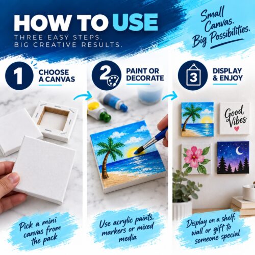 Artist Mini Framed Canvases (4 Pack, 7 x 7cm) – Stretched Canvas with Wooden Frames for Painting, Art & Craft Projects 13 Artist Mini Framed Canvases (4 Pack, 7 x 7cm) – Stretched Canvas with Wooden Frames for Painting, Art & Craft Projects