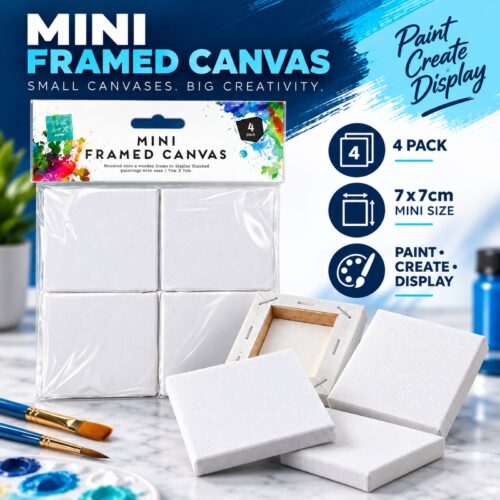 Artist Mini Framed Canvases (4 Pack, 7 x 7cm) – Stretched Canvas with Wooden Frames for Painting, Art & Craft Projects 16 Artist Mini Framed Canvases (4 Pack, 7 x 7cm) – Stretched Canvas with Wooden Frames for Painting, Art & Craft Projects