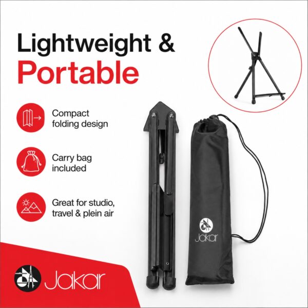 Jakar Aluminium Desktop Easel (Ref. 6628, Up to 54cm Canvas) – Lightweight Adjustable Table Easel with Carry Bag 1 JAK 6628 2