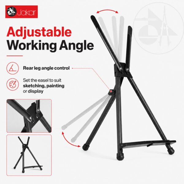 Jakar Aluminium Desktop Easel (Ref. 6628, Up to 54cm Canvas) – Lightweight Adjustable Table Easel with Carry Bag 2 JAK 6628 3
