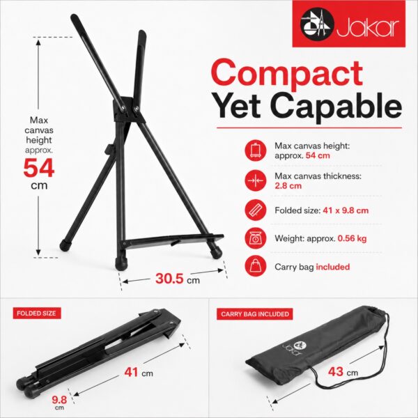Jakar Aluminium Desktop Easel (Ref. 6628, Up to 54cm Canvas) – Lightweight Adjustable Table Easel with Carry Bag 7 JAK 6628 8