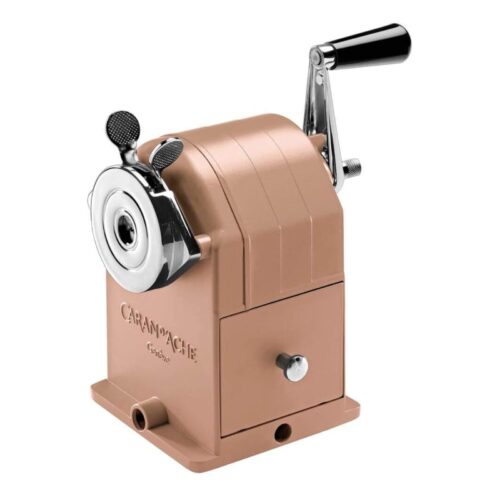 Caran d'Ache Pencil Sharpener (Brut RosΓ©, Limited Edition) β Metal Hand Crank Desktop Sharpener for Round & Hexagonal Pencils 4β10mm