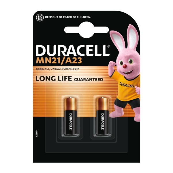 DRC-MN21 Duracell MN21 Alkaline Battery 12V (2 Pack, A23/8LR932) – Long Lasting Power for Remotes, Doorbells & Security Systems