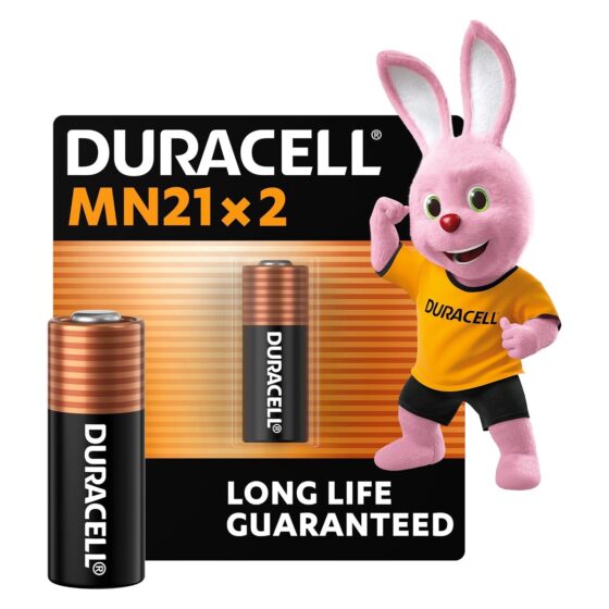 Duracell MN21 Alkaline Battery 12V (2 Pack, A23/8LR932) – Long Lasting Power for Remotes, Doorbells & Security Systems