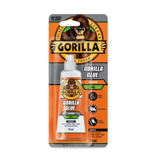 Home 13 Gorilla Glue Clear Gel 51ml – Crystal Clear No-Run Adhesive, Water & Impact Resistant for Indoor & Outdoor Repairs