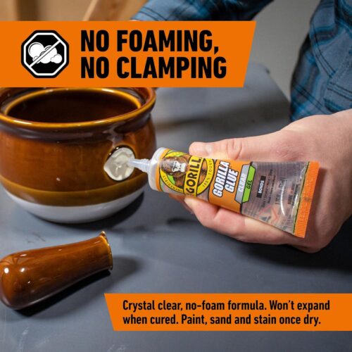 Gorilla Glue Clear Gel 51ml – Crystal Clear No-Run Adhesive, Water & Impact Resistant for Indoor & Outdoor Repairs
