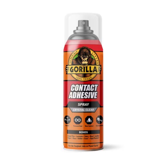 Home 11 Gorilla Contact Adhesive Spray 500ml – Crystal Clear Flexible Permanent Spray Glue, Water & Heat Resistant