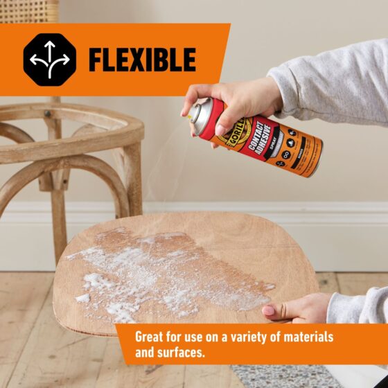 Home 12 Gorilla Contact Adhesive Spray 500ml – Crystal Clear Flexible Permanent Spray Glue, Water & Heat Resistant
