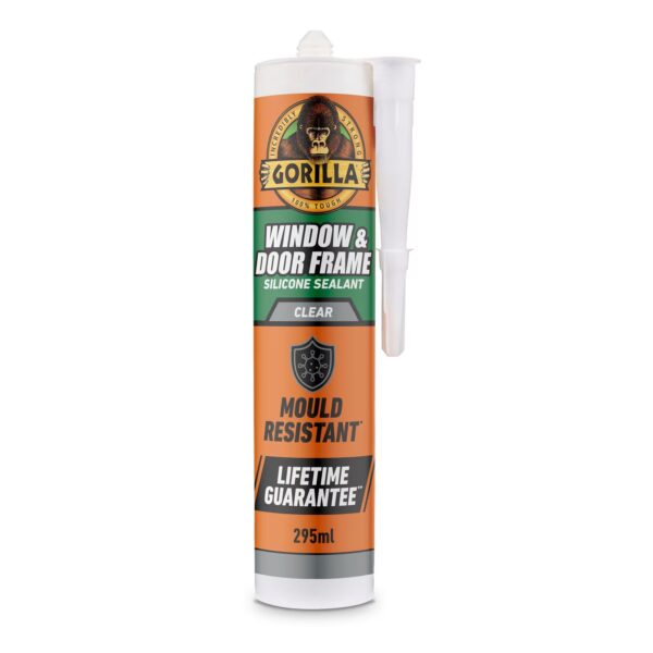 GRG-W&D-CLR Gorilla Window & Door Frame Sealant 295ml (Clear) – 100% Waterproof, Anti-Mould & UV Resistant Silicone Sealant