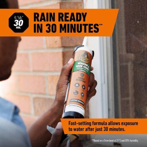 Gorilla Window & Door Frame Sealant 295ml (Clear) – 100% Waterproof, Anti-Mould & UV Resistant Silicone Sealant 14 Gorilla Window & Door Frame Sealant 295ml (Clear) – 100% Waterproof, Anti-Mould & UV Resistant Silicone Sealant
