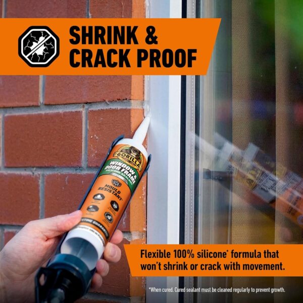 Gorilla Window & Door Frame Sealant 295ml (Clear) – 100% Waterproof, Anti-Mould & UV Resistant Silicone Sealant 5 Gorilla Window & Door Frame Sealant 295ml (Clear) – 100% Waterproof, Anti-Mould & UV Resistant Silicone Sealant