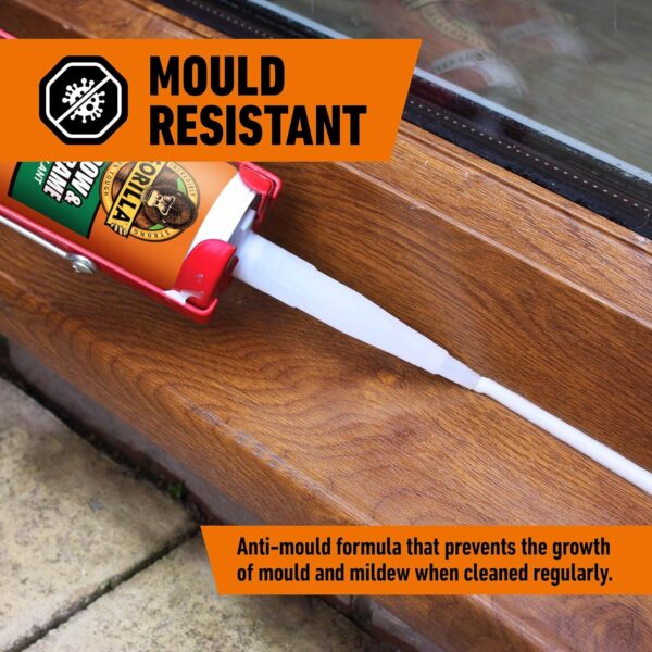 Gorilla Window & Door Frame Sealant 295ml (White) – 100% Waterproof, Anti-Mould & UV Resistant Silicone Sealant 1 Gorilla Window & Door Frame Sealant 295ml (White) – 100% Waterproof, Anti-Mould & UV Resistant Silicone Sealant