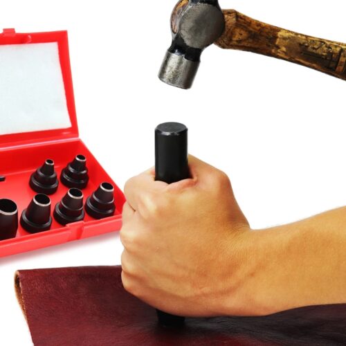 Maun Wad Punch Set with Centre Punch (Metric, 5-32mm) – 9 Precision Hollow Punches for Gaskets, Leather & Rubber