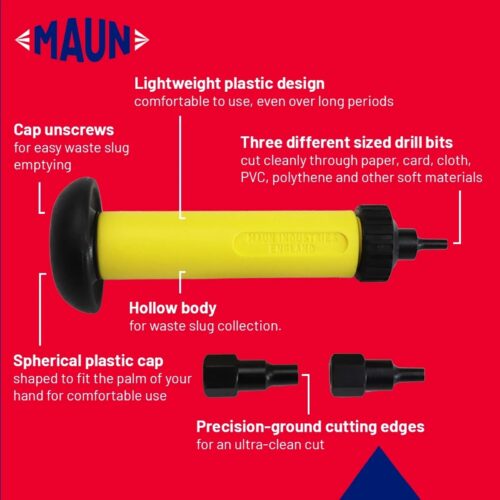Maun Paper Punch Drill Set (3mm, 4mm & 6mm Bits) – Precision Multi-Sheet Hole Punch for Paper, Card, Fabric & Craft 6 Maun Paper Punch Drill Set (3mm, 4mm & 6mm Bits) – Precision Multi-Sheet Hole Punch for Paper, Card, Fabric & Craft
