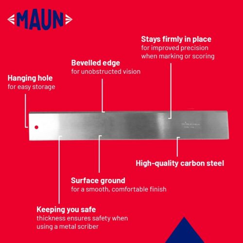 Maun Carbon Steel Straight Edge 12" (Imperial) – Precision Measuring & Cutting Ruler for Workshop, Craft & Technical Work 7 Maun Carbon Steel Straight Edge 12″ (Imperial) – Precision Measuring & Cutting Ruler for Workshop, Craft & Technical Work