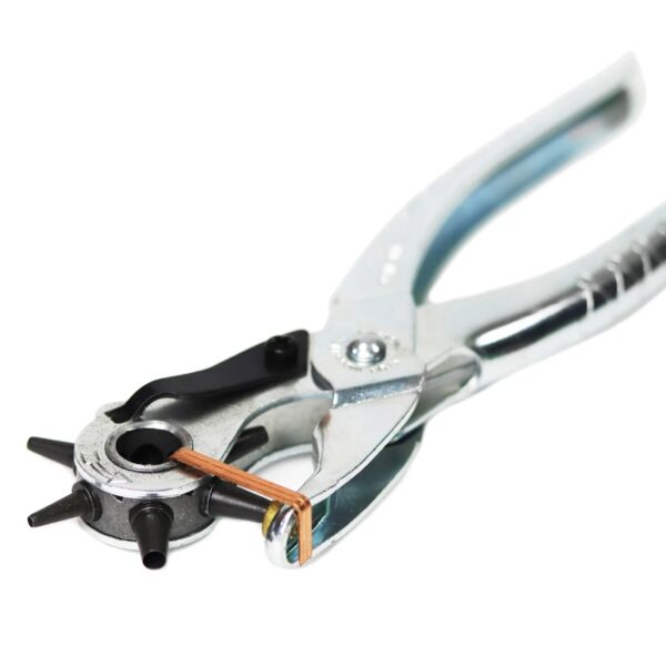 MUN-2230-200 Maun Revolving Leather Hole Punch Pliers 210mm (2-4.8mm) – 6-Size Rotary Punch for Leather, Belts, Canvas & Craft Work