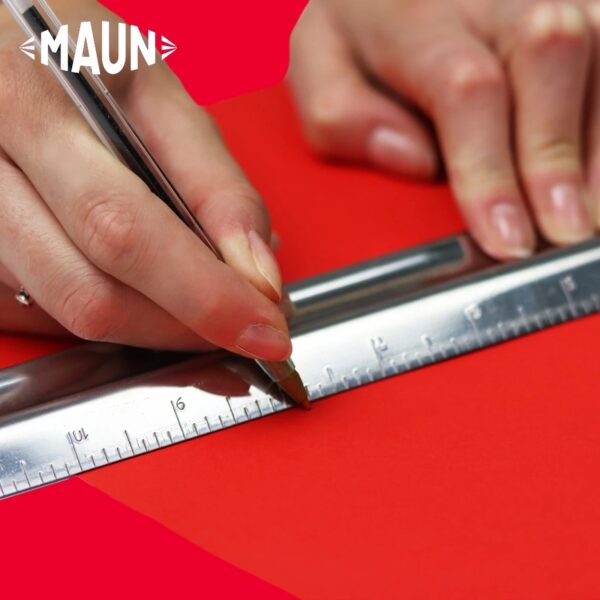 Maun Metal Safety Rule 12″ (Imperial/Metric) – Stainless Steel M-Shaped Cutting Ruler for Craft, Model Making & Design