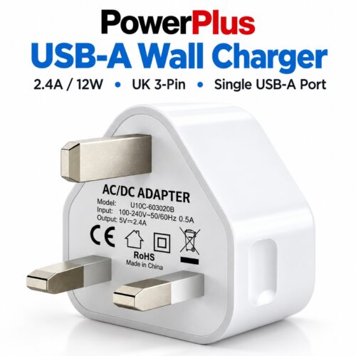 PowerPlus USB-A Wall Charger Plug (White, 2.4A, Ref. 9191) – 12W UK 3-Pin Mains Adapter for Phones, Tablets & USB Devices 11 PowerPlus USB-A Wall Charger Plug (White, 2.4A, Ref. 9191) – 12W UK 3-Pin Mains Adapter for Phones, Tablets & USB Devices - Image 2