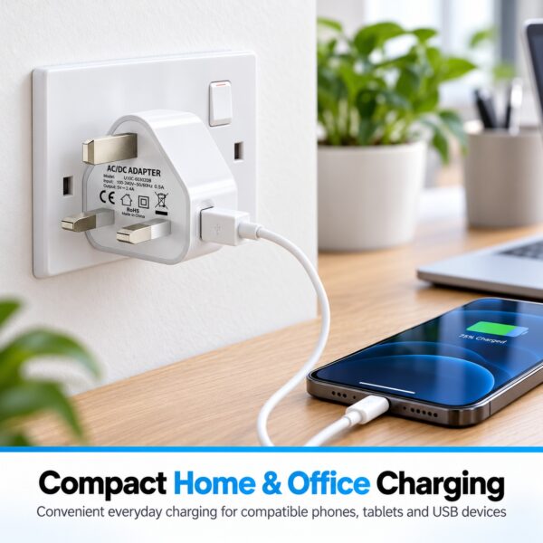 PowerPlus USB-A Wall Charger Plug (White, 2.4A, Ref. 9191) – 12W UK 3-Pin Mains Adapter for Phones, Tablets & USB Devices 7 PWP 3006 8