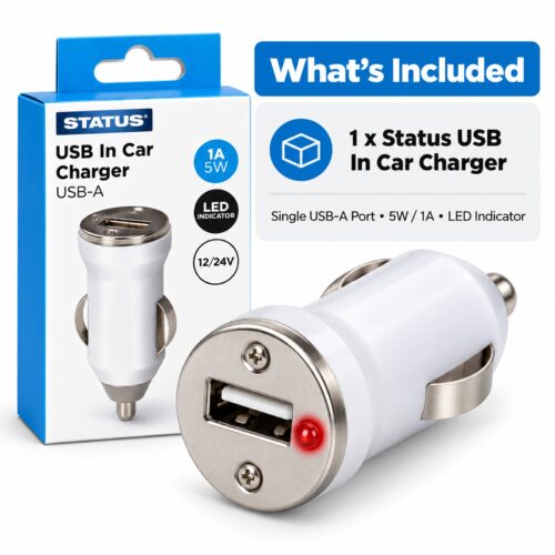 Status USB-A Car Charger (5W, 1A, 12/24V) – Single Port Cigarette Lighter Adapter with LED Indicator for Mobile Devices - Image 10